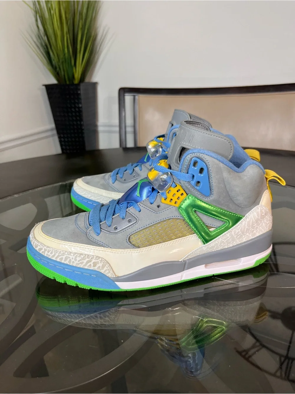 Nike Air Jordan Spizike Gray Blue Green Basketball Shoes Sneakers Mens Sz 11.5